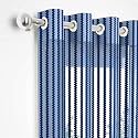 2 Pieces Zig Zag Strip Semi-Transparent Sheer Net Curtains - Size 5 feet, Window Curtain Navy Blue
