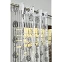 2 Pieces Zig Zag Strip with Tree Print Semi-Transparent Sheer Net Curtains - Size 9 feet, Long Door Curtain Grey Tree