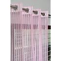 2 Pieces Zig Zag Strip Semi-Transparent Sheer Net Curtains - Size 5 feet, Window Curtain Pink