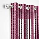 2 Pieces Zig Zag Strip Semi-Transparent Sheer Net Curtains - Size 7 feet, Door Curtain Wine