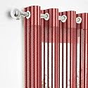 2 Pieces Zig Zag Strip Semi-Transparent Sheer Net Curtains - Size 9 feet, Long Door Curtain Maroon