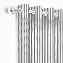 2 Pieces Zig Zag Strip Semi-Transparent Sheer Net Curtains - Size 5 feet, Window Curtain Grey