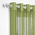 2 Pieces Zig Zag Strip Semi-Transparent Sheer Net Curtains - Size 7 feet, Door Curtain Green