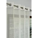2 Pieces Zig Zag Strip Semi-Transparent Sheer Net Curtains - Size 9 feet, Long Door Curtain Cream