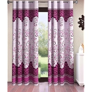 classic panel eyelet polyester floral print door curtain 7 feet pack of 2 wine