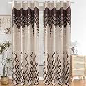 Classic Panel Eyelet Polyester Floral Print Door Curtain 7 Feet Pack of 2 Fire Brown
