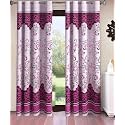 Classic Panel Eyelet Polyester Floral Print Door Curtain 7 Feet Pack of 2 Wine