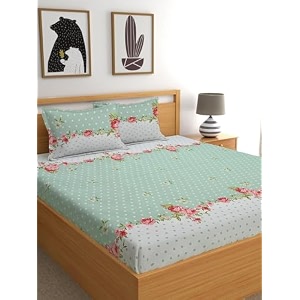 fitted bedsheet elastic fitted bedsheets king size bedsheet for double bed elastic fitted144 tc ezyption cotton premium floral fitted bedsheet with 2 pillow cover78x72 inches oat