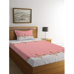 starnstyle160 tc cotton feel ezyption cotton elastic fitted all around printed full length single bed bedsheet with 1 pillow cover 3634 x 7834 yellow striped thunder