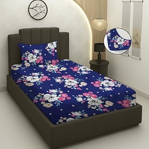 fitted bedsheet elastic fitted bedsheets king size bedsheet for double bed elastic fitted160 tc ezyption cotton premium floral fitted bedsheet with 2 pillow cover78x72 inches