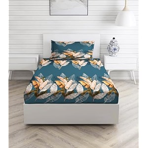 160 tc ezyption cotton single bedsheet with 1 pillow cover light sky