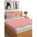 Fitted Bedsheet, Elastic Fitted Bedsheets King Size, Bedsheet for Double Bed Elastic Fitted,144 TC ezyption Cotton Premium Floral Fitted Bedsheet with 2 Pillow Cover(78x72 Inches Thunder