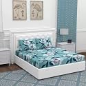 Fitted Bedsheet, Elastic Fitted Bedsheets King Size, Bedsheet for Double Bed Elastic Fitted,144 TC ezyption Cotton Premium Floral Fitted Bedsheet with 2 Pillow Cover(78x72 Inches Eggnog