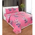 Fitted Bedsheet, Elastic Fitted Bedsheets King Size, Bedsheet for Double Bed Elastic Fitted,144 TC ezyption Cotton Premium Floral Fitted Bedsheet with 2 Pillow Cover(78x72 Inches Hazelwood