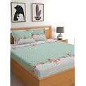 Fitted Bedsheet, Elastic Fitted Bedsheets King Size, Bedsheet for Double Bed Elastic Fitted,144 TC ezyption Cotton Premium Floral Fitted Bedsheet with 2 Pillow Cover(78x72 Inches Oat