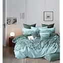 Fitted Bedsheet, Elastic Fitted Bedsheets King Size, Bedsheet for Double Bed Elastic Fitted,144 TC ezyption Cotton Premium floral Fitted Bedsheet with 2 Pillow Cover(78x72 Inches Teal Green
