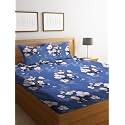 Fitted Bedsheet, Elastic Fitted Bedsheets King Size, Bedsheet for Double Bed Elastic Fitted,144 TC ezyption Cotton Premium Floral Fitted Bedsheet with 2 Pillow Cover(78x72 Inches Macaroon