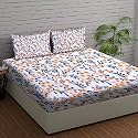 Fitted Bedsheet, Elastic Fitted Bedsheets King Size, Bedsheet for Double Bed Elastic Fitted,144 TC ezyption Cotton Premium floral Fitted Bedsheet with 2 Pillow Cover(78x72 Inches Brown Leaf