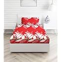 160 TC Ezyption Cotton Single Bedsheet with 1 Pillow Cover Red Leaf