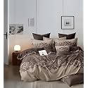 Fitted Bedsheet,Elastic Fitted Bedsheets King Size, Bedsheet for Double Bed Elastic Fitted,144 TC ezyption Cotton Premium floral Fitted Bedsheet with 2 Pillow Cover(78x72 Inches Coffee Leaf