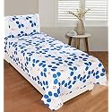 144 Tc Ezyption Cottton bedsheet (Blue Leaf, Single)