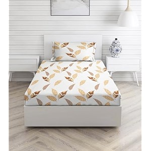 glace cotton single bedsheet with 1 pillow covers  soft thread count 160 brushed ezyption cotton -long lasting amp wrinkle free