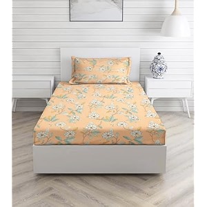 glace cotton single bedsheet with 1 pillow covers  soft thread count 160 brushed ezyption cotton -long lasting amp wrinkle free