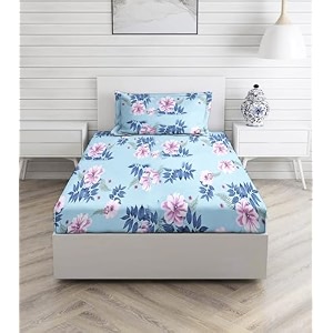glace cotton single bedsheet with 1 pillow covers  soft thread count 160 brushed ezyption cotton -long lasting amp wrinkle free