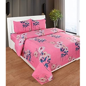 premium 160 tc ezyption cotton blend floral printed pattern double bedsheet with 2 pillow covers breathable amp wrinkle free - 3 pcs set 228 x228 cm hazelwood