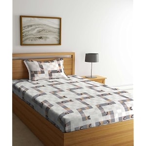 premium 160 tc ezyption cotton bedsheet for single bed with 1 pillow covers white box