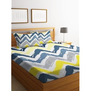 premium 160 tc ezyption cotton blend floral printed pattern double bedsheet with 2 pillow covers breathable amp wrinkle free - 3 pcs set 228 x228 cm granola