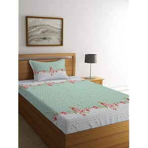 premium 160 tc ezyption cotton bedsheet for single bed with 1 pillow covers oat