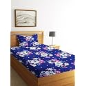 Premium 160 TC Ezyption Cotton Bedsheet for Single Bed with 1 Pillow Covers Blue Dark