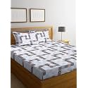 Premium 160 TC Ezyption Cotton Blend Floral Printed Pattern Double Bedsheet with 2 Pillow Covers Breathable&amp; Wrinkle Free - 3 Pcs Set 228 x228 cm White Box