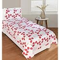 Premium 160 TC Ezyption Cotton Bedsheet for Single Bed with 1 Pillow Covers Oat Red Leaf