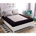 Premium 160 TC Ezyption Cotton Blend Floral Printed Pattern Double Bedsheet with 2 Pillow Covers Breathable &amp; Wrinkle Free - 3 Pcs Set 228 x228 cm Coffee Leaf