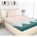 Premium 160 TC Ezyption Cotton Bedsheet for Single Bed with 1 Pillow Covers Green Pastle