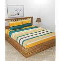 Premium 160 TC Ezyption Cotton Blend Floral Printed Pattern Double Bedsheet with 2 Pillow Covers Breathable&amp; Wrinkle Free - 3 Pcs Set 228 x228 cm Striped Yellow