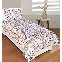 Premium 160 TC Ezyption Cotton Bedsheet for Single Bed with 1 Pillow Covers Brown Leaf