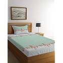 Premium 160 TC Ezyption Cotton Bedsheet for Single Bed with 1 Pillow Covers Oat