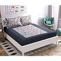 Premium 160 TC Ezyption Cotton Blend Floral Printed Pattern Double Bedsheet with 2 Pillow Covers Breathable &amp; Wrinkle Free - 3 Pcs Set 228 x228 cm Brown Leaf