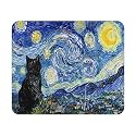 Starry Night Cat Mouse Pad 9.5x7.9 Inch with Anti-Slip Rubber Base for Home