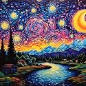 Starry Night Diamond Painting Kits for Adults - Starry Sky Diamond Art Kits for Adults Beginner, Landscape Scene DIY Full Drill Diamond Dots Paintings with Diamonds 5D Gem Art and Crafts 14x14inch