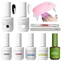 Professional Gel Nail Polish Starter Kit (Set of 10) | Includes UV Lamp, Black & White Gel Polish, Top/Base Coat, Primer, Dehydrator, Remover, Cuticle Oil & File