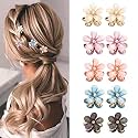 Starvis 10 Pcs white black Resin Shining Mini Claw Metal Clips Flower Design Small Clutcher Barrettes Hair Accessories for Women and Girls