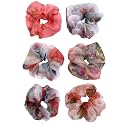 Starvis luxury Organza Scrunchies Designer, Multi Color, Anti-Hair-Breakage Scrunchies,Printed Flower organza, printed organza, printed Flower Women, Hair Ties, Best gift (Multi-Color,pack of 6)