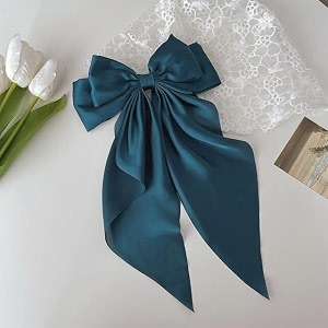 starvis silky satin hair bow for women large french barrettes with long tails  adorable hair accessories for women amp girls  ideal for weddings parties and bridal fusion clipspack of 1