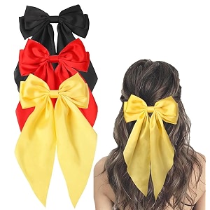 starvis silky satin hair bow for women large french barrettes with long tails  adorable hair accessories for women amp girls  ideal for weddings parties and bridal fusion clipspack of 3