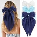 Starvis Silky Satin Hair Bow for Women| Large French Barrettes with Long Tails | Adorable Hair Accessories for Women &amp; Girls | Ideal for Weddings, Parties, and Bridal Fusion Clips.(Pack of 3)