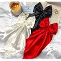 Starvis Silky Satin Hair Bow for Women| Large French Barrettes with Long Tails | Adorable Hair Accessories for Women &amp; Girls | Ideal for Weddings, Parties, and Bridal Fusion Clips.(Pack of 3)